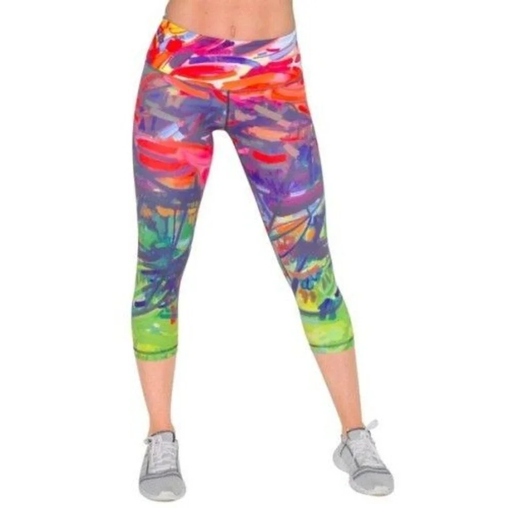 Just Live Activewear Race Time Cropskin Leggings Womens XSmall Fiery Maple Capri